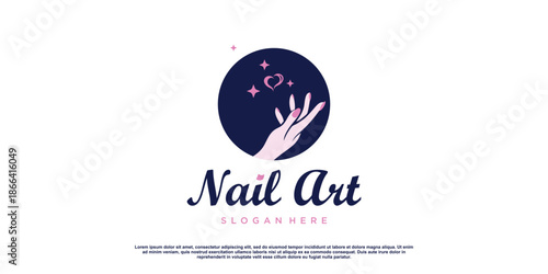 Beauty nail logo design vector with creative unique style Premium Vector