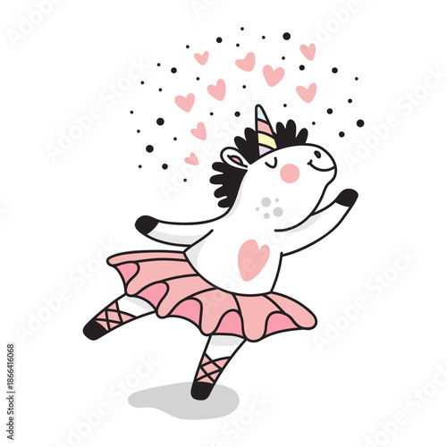 Unicorn ballerina dancing in a tutu vector illustration