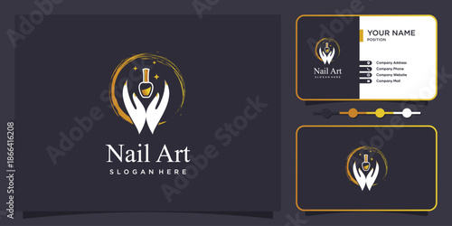 Beauty nail logo design vector with creative unique style Premium Vector