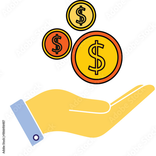 Hand holding dollar coins