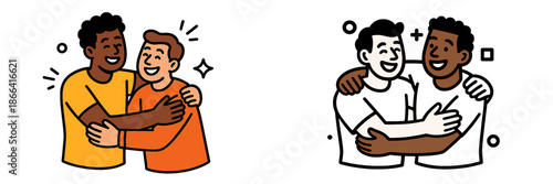 Friendship embrace in vector illustration for joyful connection