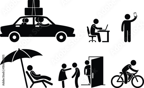 People engaging in various daily activities