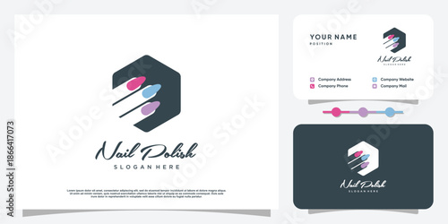 Beauty nail logo design vector with creative unique style Premium Vector