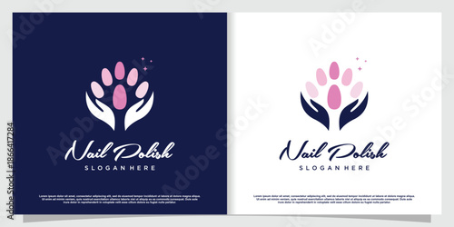 Beauty nail logo design vector with creative unique style Premium Vector