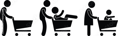 Parent pushing baby in shopping cart