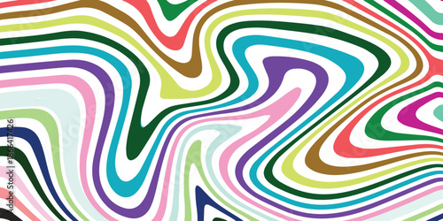 A mesmerizing abstract pattern featuring colorful, undulating stripes creating a psychedelic effect