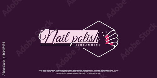 Beauty nail logo design vector with creative unique style Premium Vector
