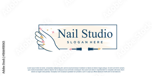 Nail logo design vector for beauty and care with unique concept