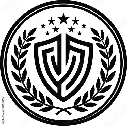Presidential seal emblem vector illustration with stars and eagle