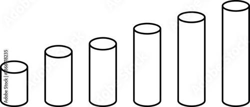 Cylindrical bars in ascending order of height