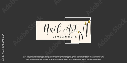 Nail polish logo design template with creative abstract style