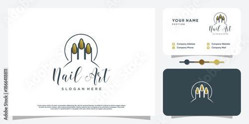 Nail polish logo design template with creative abstract style