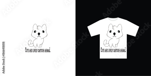 Vector cute and lively cartoon animal t-shirt design fully editable high quality
