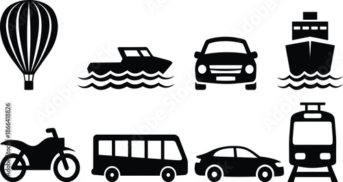 Various modes of transportation illustrated