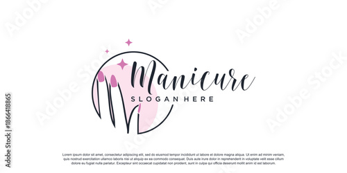 Nail polish logo design template with creative abstract style
