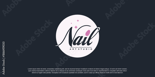 Nail art logo design vector with modern and creative style