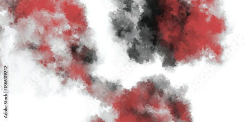 Abstract digital painting with red and black smoke effect on white background