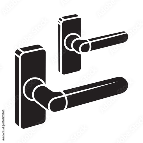 Modern black door handles with rectangular plates