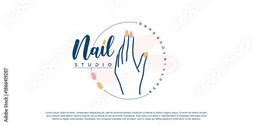 Nail art logo design vector with modern and creative style