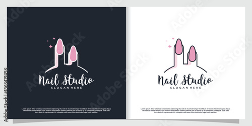 Nail art logo design vector with modern and creative style