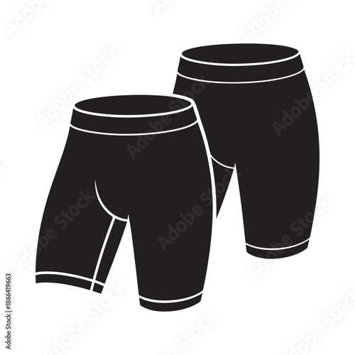 Black athletic boxer briefs and shorts on white background