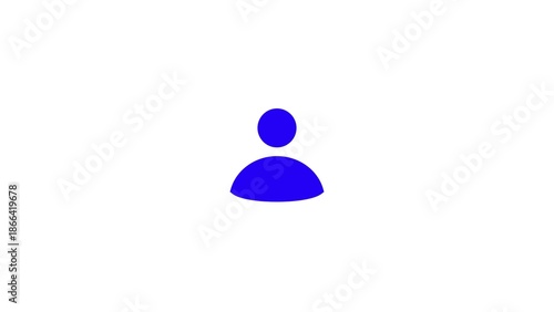 A simple blue icon representing a person on a white background