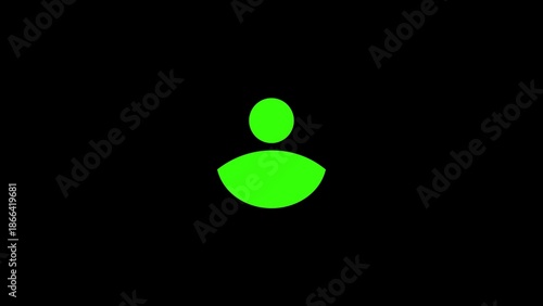 Bright green silhouette of a person against a black background