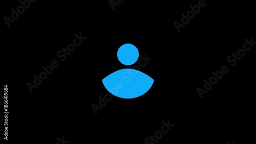 A simple blue icon representing a person against a black background