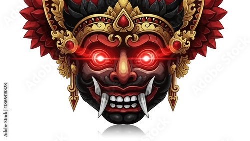 Skull with red wings and ribbon illustration