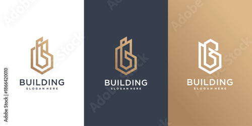 Building logo design idea with abstract letter B
