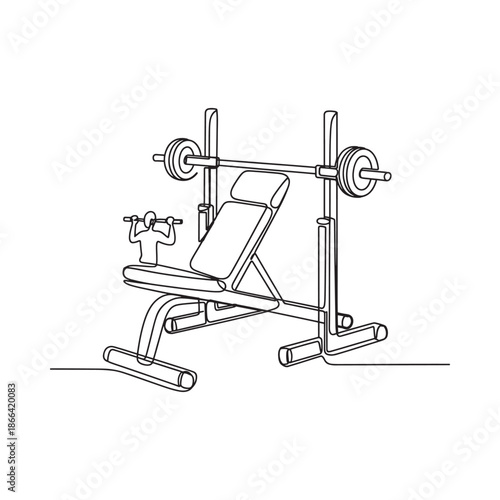 Adjustable incline bench press machine with barbell at gym