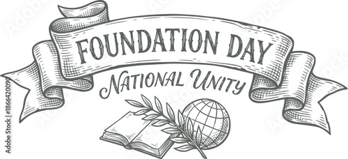 National unity ribbon banner vector for foundation day celebration