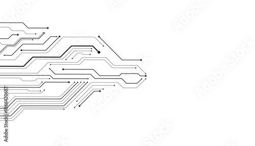 Technology black circuit diagram concept. High-tech circuit board connection system.Vector abstract technology on a white background.