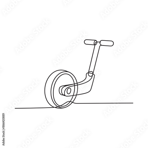 Continuous line drawing of a one wheel electric scooter