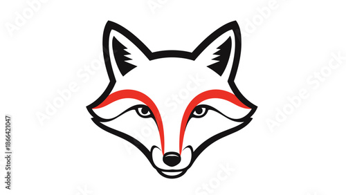 Striking Fox Head Vector Illustration with Bold Red and Black Accents.