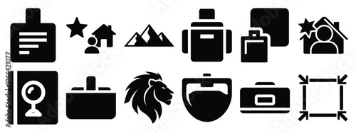 Minimalist black silhouette of a enhance image vector icon set.