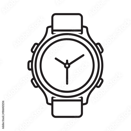 Simple line drawing of a wristwatch with white face