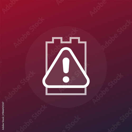 battery warning icon, vector design for interface