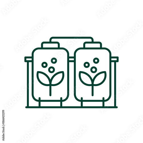 biogas storage icon, industrial gas tanks line vector