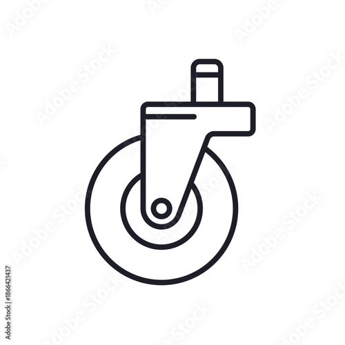 caster wheel icon on white, line vector
