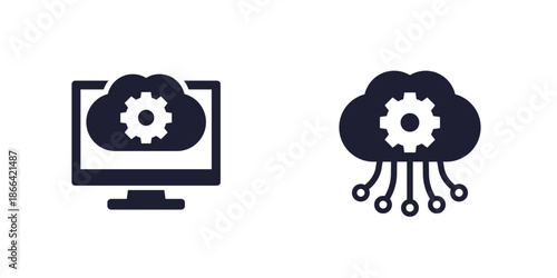 cloud computing icons, vector pictograms on white
