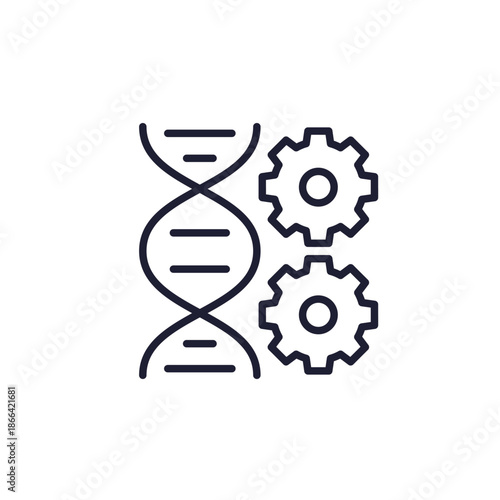 genetic engineering line icon with DNA symbol