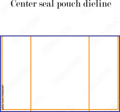 Professional Center Seal Pouch Dieline Template for Flexible Packaging Design and Industrial Manufacturing Cut Lines
