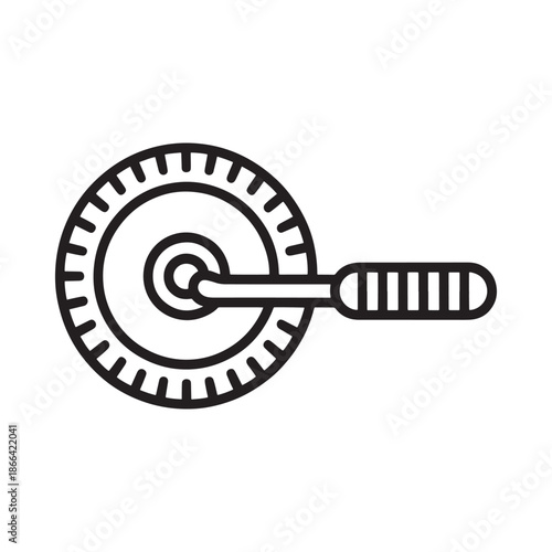 Black and white illustration of a mechanical timer or clockwork device