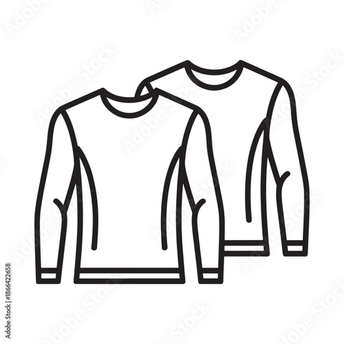Two long sleeve crew neck sweatshirts in simple line drawing style