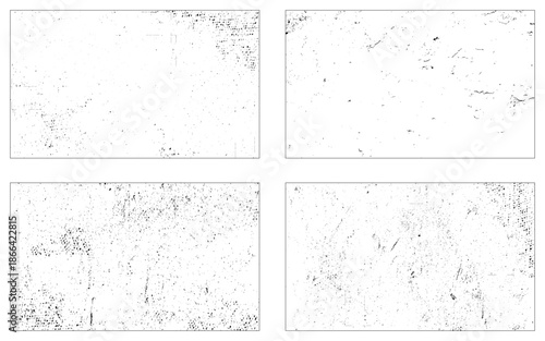 Rectangular grunge texture backgrounds. One color - black. Set of four different rectangle backdrops