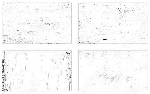Rectangular grunge texture backgrounds. One color - black. Set of four different rectangle backdrops