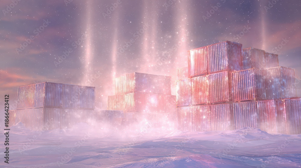Fototapeta premium Magical crystal containers shining in the New Year