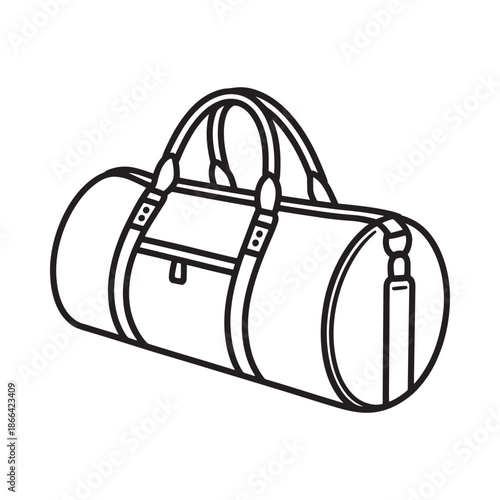 Simple line drawing of a duffel gym bag