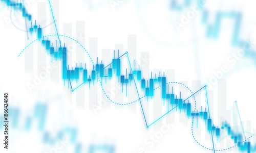 Stock Market Candlestick Chart With Downtrend Analysis Isolated on Transparent Background